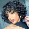 250% Bob Bouncy Lockige Echthaarperücken Loose Bouncy Rose Lockige Perücken mit Pony Brasilianisches Remy Haar Maschinenperücke für Frauen