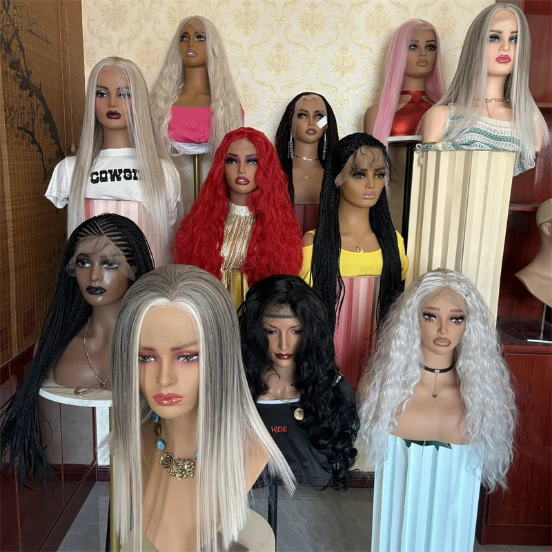 Damenperücken Ombre Aschblond Lace Frontal Perücken Synthetische Futura Top Qualität Lace Perücke Natürliche Wellen Glueless Perücke Damen Halloween