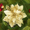 3/10Stück 14cm Weihnachtsblumen Glitzer Rot Gold Blütenkopf Weihnachtsbaumschmuck Neujahrsdekorationen für Zuhause Navidad Noel Geschenke