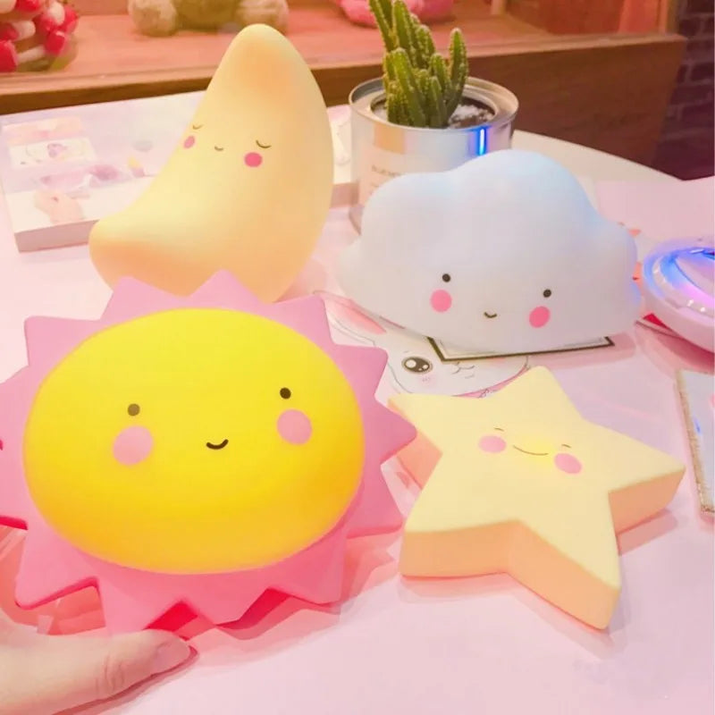 Led Night Light Baby Room Decoration Bed Stars Moon Clouds Toy Bedroom Decoration Modeling Light Baby Children's Toy Gift