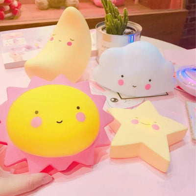 Led Night Light Baby Room Decoration Bed Stars Moon Clouds Toy Bedroom Decoration Modeling Light Baby Children's Toy Gift