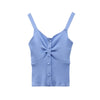 New Style Summer Crop Top Women Seamless Sexy V-Neck Wide Straps Tank Top Knitted Button Camisole Solid Corset Top Female Vest