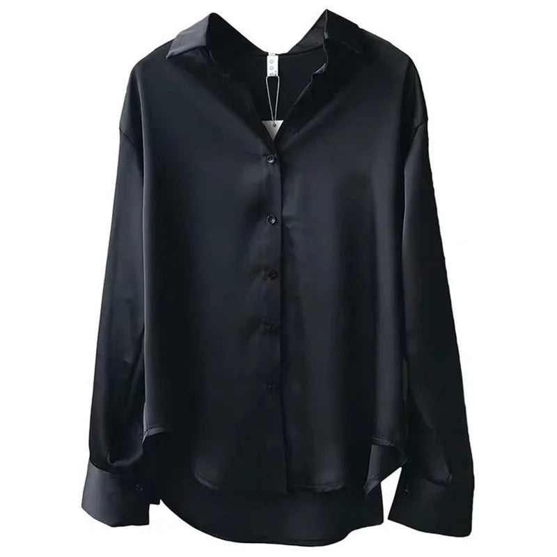 Damen Frühling Herbst Stil Blusen Hemden Damen Casual Langarm Umlegekragen Blusas Tops DF4849