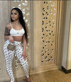 STYLISH LADY Moon Printed Sports 2 Piece Set Women Sleeveless Crop Top and Skinny Pant Suits 2025 Summer Street Fitness Outfits