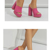 Aneikeh Sexy Gestrickte Wolle Chunky Plateau Sandalen High Heels Damen Peep Toe High Heel Sommer Nude Party Kleid Pantoletten Sandalen Schuhe