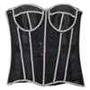 Women Abdomen Corset Crops with Bra Shiny Rhinestone Transparent Breathable Mesh Hand Made Bodices Push Up Bustiers Custom Made