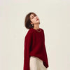 Rollkragenpullover 100% Kaschmir Pullover Damen lose verdickend Anti-Aging Nische Vintage Roter Rundhals-Pullover Damen Langarm