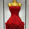 Women Sexy Strapless Flower Prom Gown Mini Dress Celebrity Red Carpet Fashion Evening Party Celebrate Birthday Club Dresses