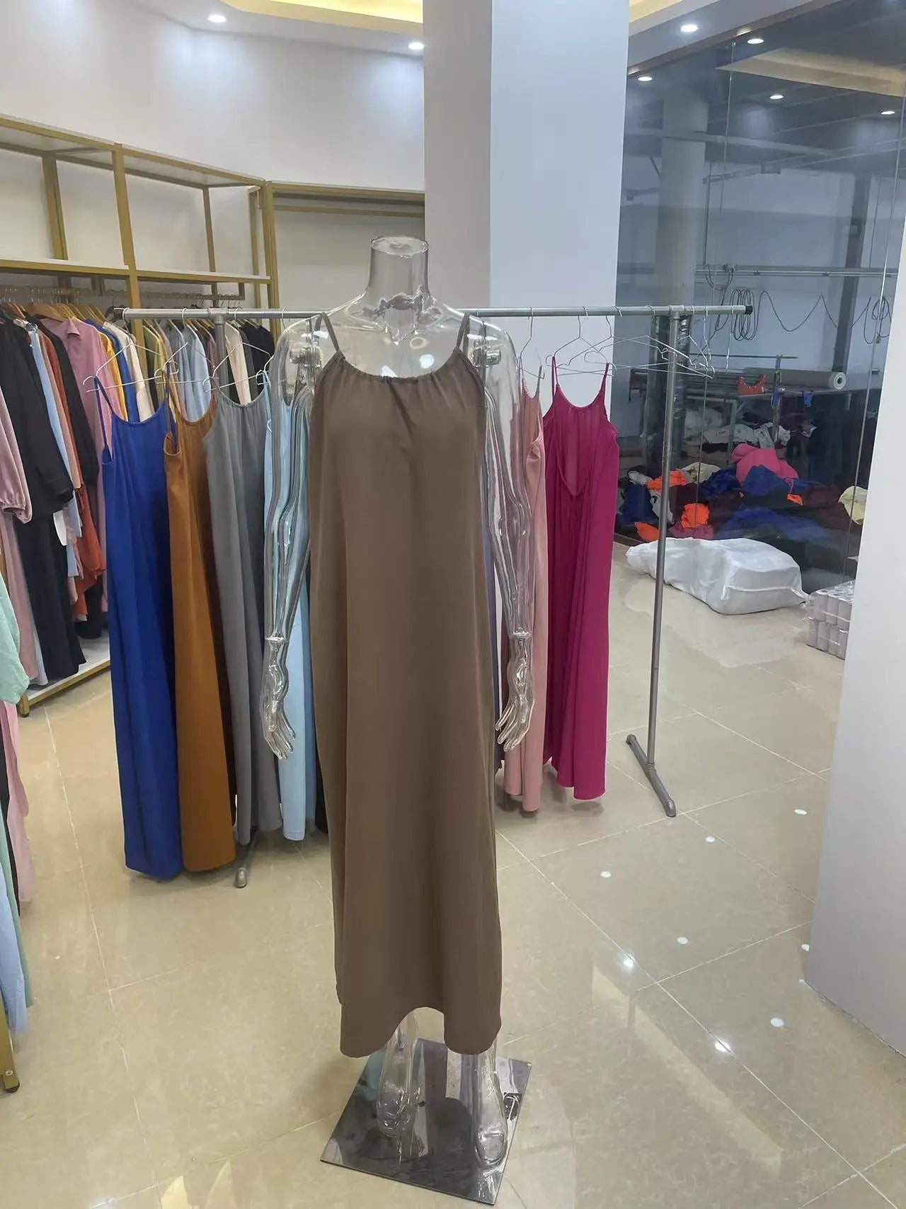New Arrival Women's Strapless Backless Long Loose Home Dress Comfortable Sleepwear Casual Maxi Dress