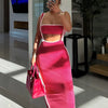 Weird Puss Summer Trend 2-teiliges Set Damen Weißer Saum Trägerloses Oberteil + Trägerkleid Elastische Streetwear-Outfits