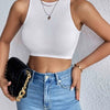 Women's Solid Ribbed Crop Tank Top Casual Sleeveless Basic Summer Top Comfortable Fit Fashionable Trendy