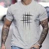Summer Men's 100% Cotton Casual Loose Size Graphic Line Print Round Neck Short Sleeve T-shirt Top