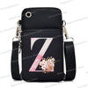 Damen Kuriertasche Kleine Handtasche Umhängetasche Geldbörse für Handy Sakura 26 Alphabet-Druck Münzgeldbörse Damen Kartenhalter