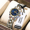 POEDAGAR Luxuriöse Damen-Kleideruhr, leuchtend, wasserdicht, Wochen- und Datumsanzeige, Damenarmbanduhr, Edelstahl-Damenquarzuhr reloj+box