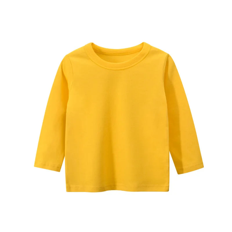 2025 Spring Autumn 2-10 Years Children'S Candy Color Sweet Long Sleeve High Neck Unisex Kids Girl Boy Basic Turtleneck T-Shirt
