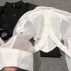 Shirts Women Sun-proof Crop Tops Sheer Loose Chic Sexy Girls Ulzzang Fashion Casual Streetwear Camisa All-match Aesthetic Shirt