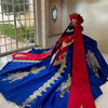 Elagant Royal Blue Princess Quinceanera Dresses Puffy Bead Sequins Appliques Gems Vestidos 15 Años Birthday Dress Customized