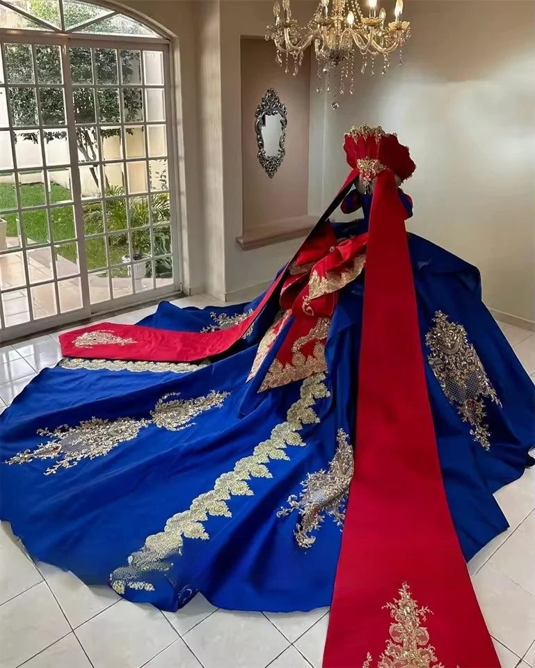Elagant Royal Blue Princess Quinceanera Dresses Puffy Bead Sequins Appliques Gems Vestidos 15 Años Birthday Dress Customized