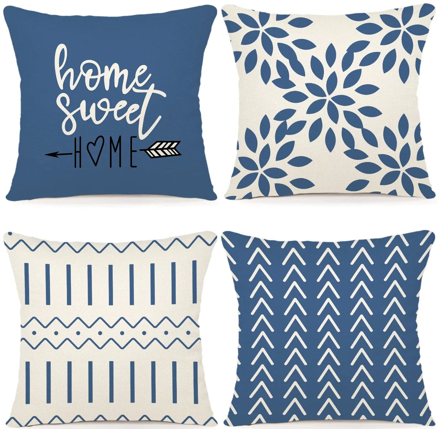 Kissenbezüge 4er-Set 45x45 cm, Moderne Sofa Kissenhülle, Dekorative Wohnzimmer Outdoor Leinenstoff Geometrisches Kissenbezug-Set Künstlerisch