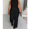 Wmstar Women Two Piece Set Plus Size 3XL 4XL Summer Casual Fashionable Print Sleeveless Shirt Suit Wide Leg Pants Female Outfits