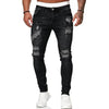 Zerrissene Skinny Jeans Herren Casual Slim Fit Bleistift-Denim-Hose Herren Vintage Washed Solid Denim Hose Hot Sale Mode Street Style