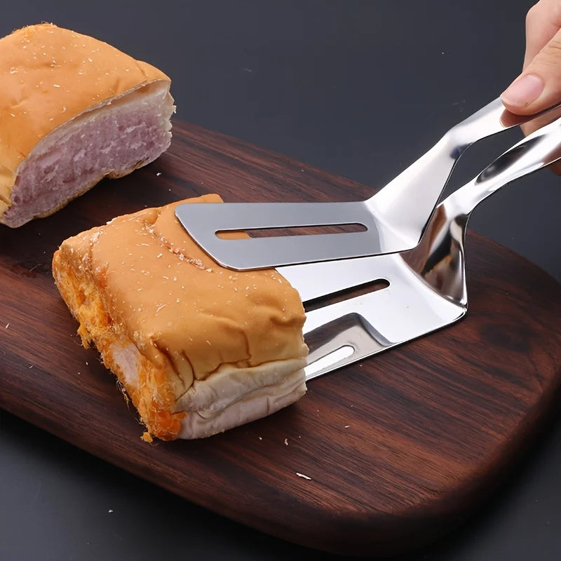 Stainless Steel Steak Clamps Kitchen Barbecue Food Flipping Spatula Tongs Clip Burgers BBQ Pizza Pies Fish Kitchen Bread Tongs