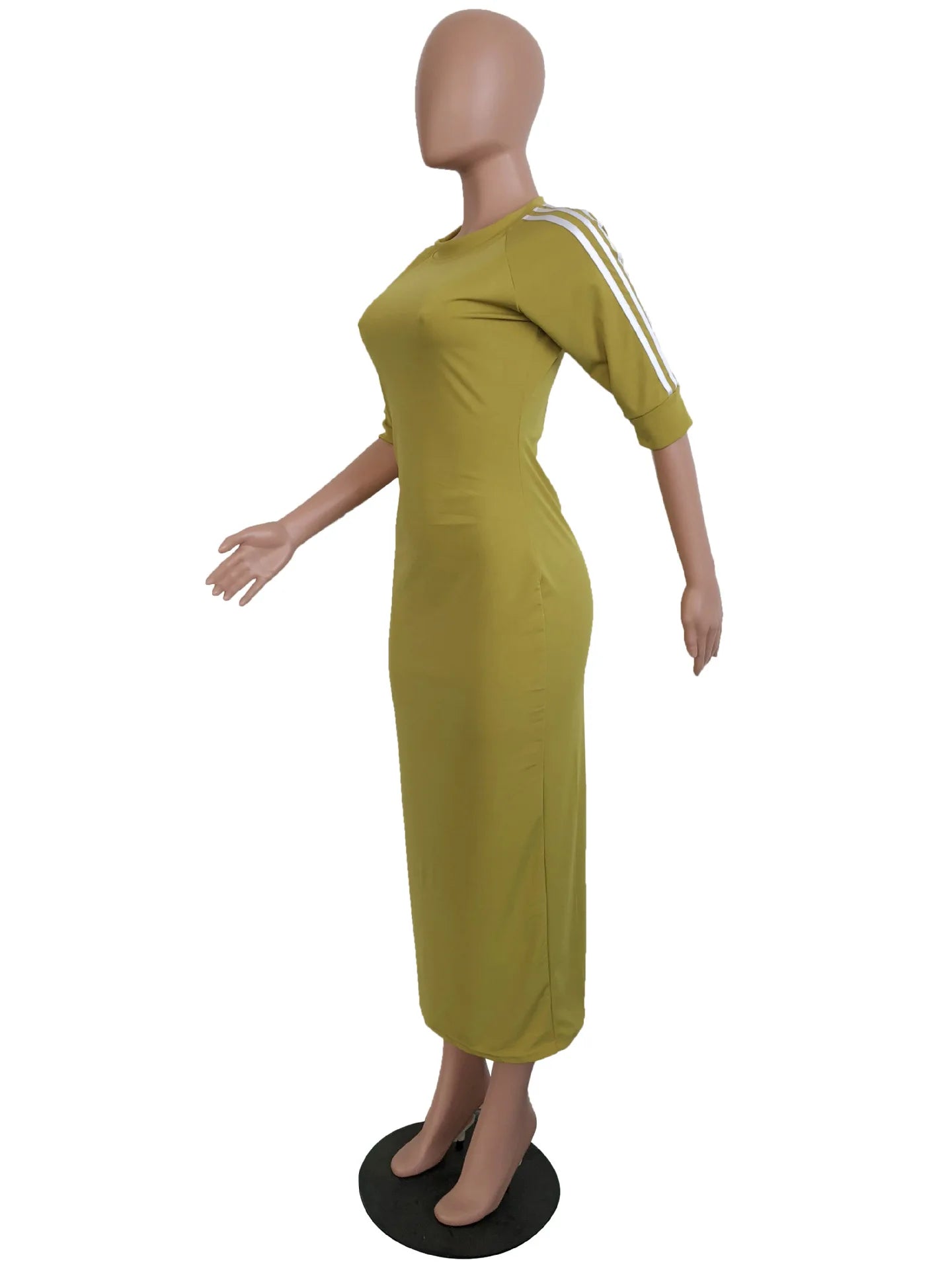 European and American women's fashion white stripe dress