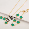 Stainless Steel Non Fading Minimalist Creative Plant Live Leaf Petal Flower Pendant Necklace Earrings Bracelet Jewelry Set