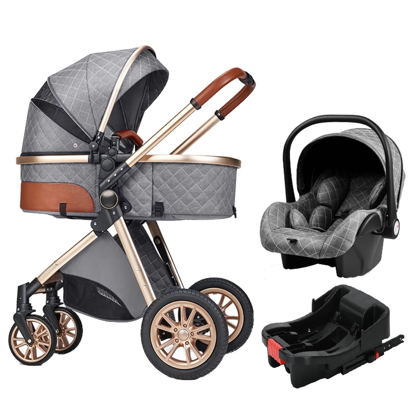 Kinderwagen 3 in 1 Kinderwagen für Babys, leichte Buggys, Babykutsche, ISOFIX BASIS, Baby Reisekinderwagen, Neugeborenenkinderwagen