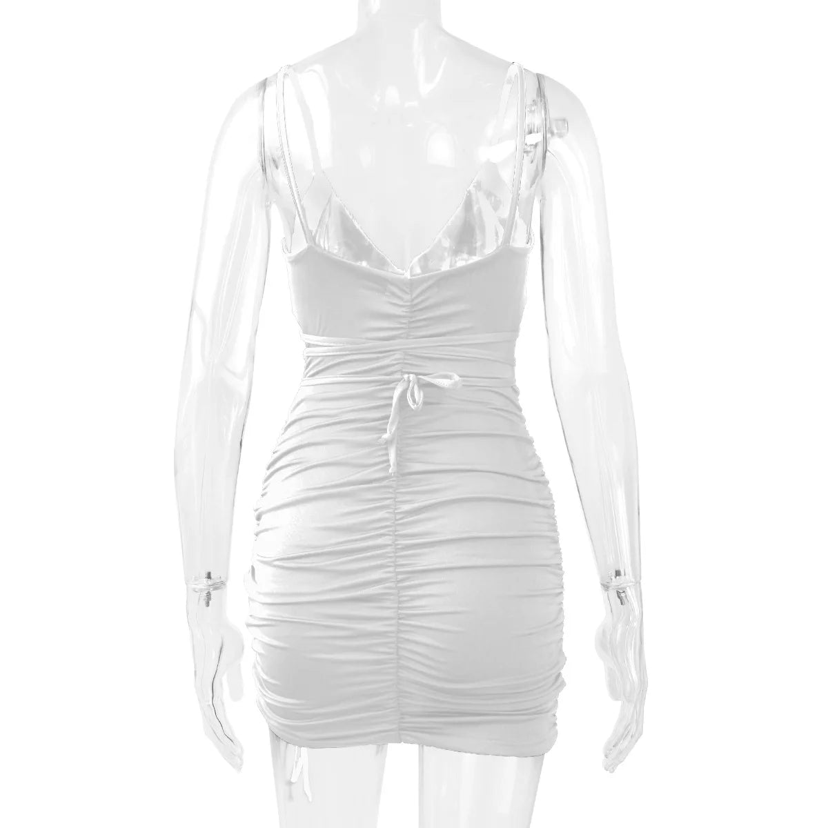 Sexy Spaghetti Strap String Cross Bodycon Dress for Women Solid Backless Cut-out Night Club Dress Summer Sleeveless  Mini Dress