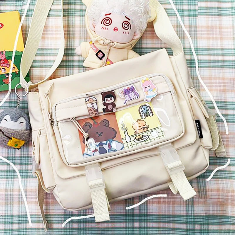 Y2K Waterproof Canvas School Bags Messenger Bag Women Handbags Student Shoulder Bag Fashion Large Capacity Crossbody Bag Itabag