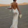 Sexy Ladies Lace Satin Dress Fashionable Elegant Backless Long Skirt 2025 New Party Evening Dress Dress Beach Vacation Style