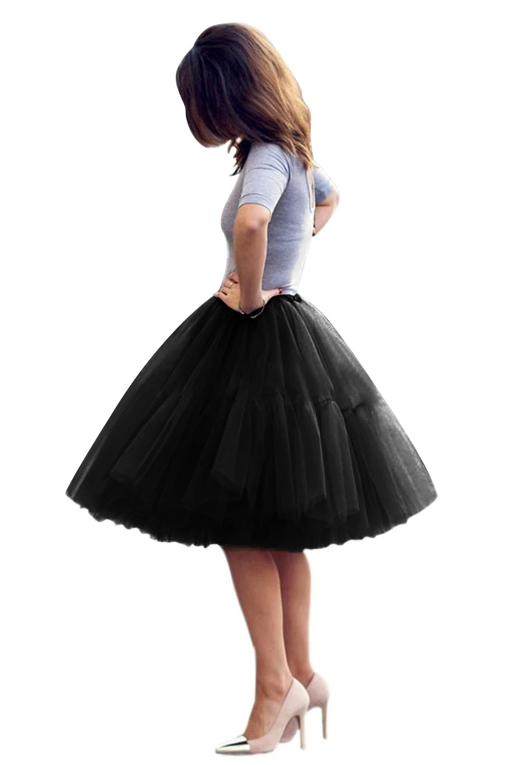 Multi-layer Tulle Tutu Skirts Fuchsia 6 Layers Fluffy Petticoat Underskirt Princess Ball Gown Women Halloween Party Skirt