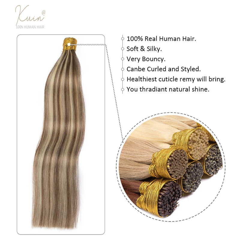 Straight I Tip Hair Extensions 12-26inch Human Hair Remy Fusion Hair Extensions 50pcs/ Set Keratin Capsule Brown Blonde Color
