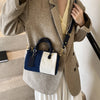 Patchwork Colorblock Mini Handbags For Women Denim Shoulder Cross Body Bags Casual Street Small Boston Bag 2024 Designer Purses