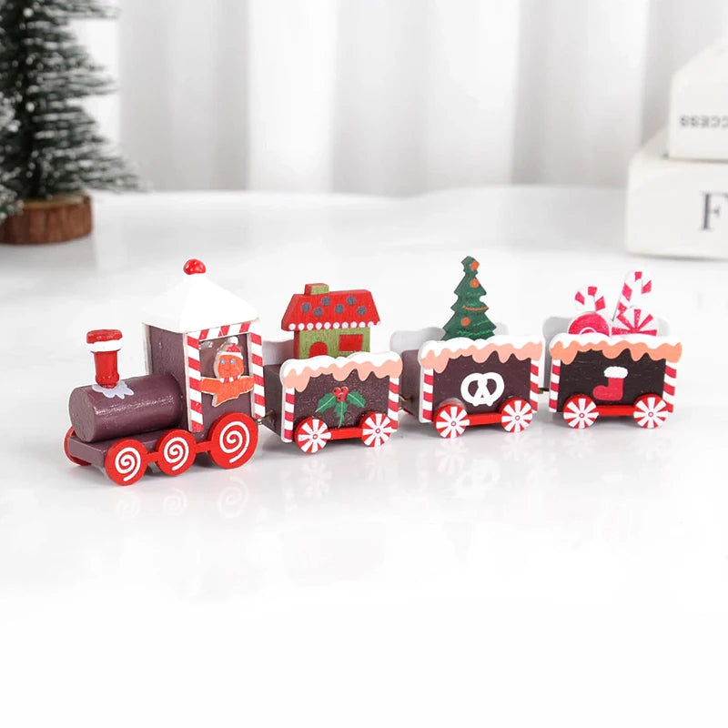 Weihnachten Holzeisenbahn Frohe Weihnachten Dekorationen für Zuhause 2024 Weihnachtsbaumschmuck Navidad Noel Kindergeschenk Frohes Neues Jahr 2025
