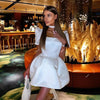 Booma Short Wedding Party Dresses Short Puff Sleeves A-Line Brides Prom Dress for Women Above Knee Bridals Gown Customized
