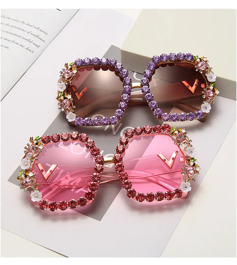 Stilvolle Diamant Blingbling Sonnenbrillen für Herren Damen mit Biene 2022 Luxusmarken Designer Strass Sexy SonnenbrillenDamen