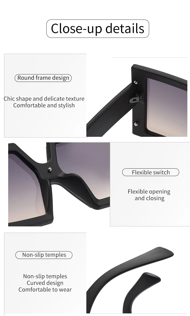KAMMPT Quadratische Oversize-Sonnenbrille Unisex Trendige Verlaufs-Goggle Luxusmarken-Design Sonnenbrille