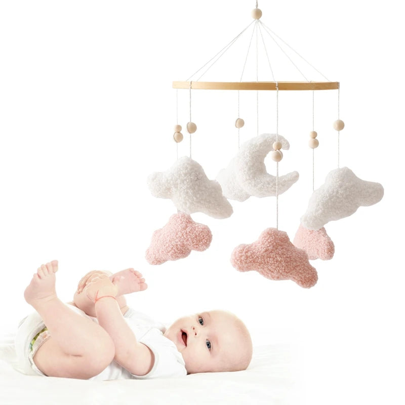 Baby-Kinderbett-Mobile-Rassel-Spielzeug 0-12 Monate Säugling Weicher Filz Teddy Samt Rosa Bär Bettglocke Hängendes Spielzeug Halterung Babybett Mädchen Spielzeug