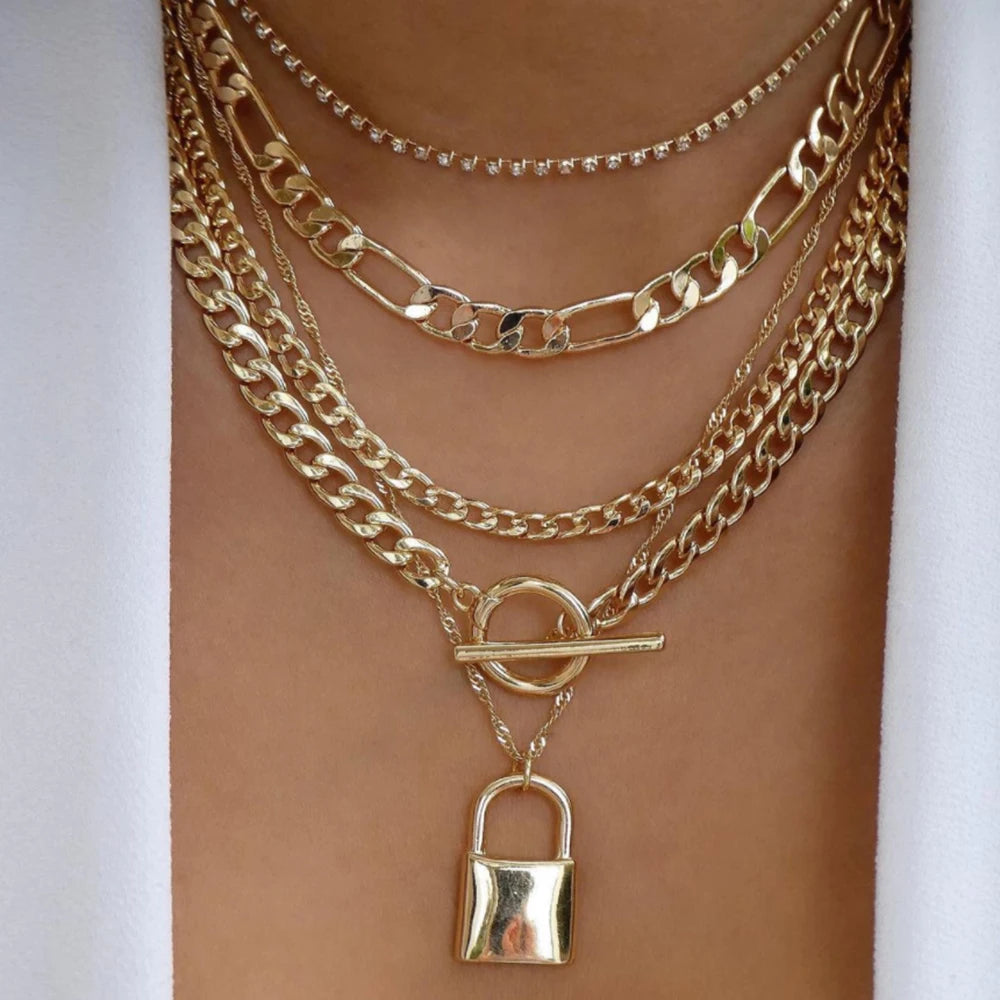 bls-miracle Bohemia Gold Color Multiple Styles Necklace For Women Trendy Multi-Layer Crystal Pendant Necklaces Set Jewelry Gifts