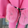 2024 New Winter Real Natural Fox Fur Pocket Coat Ladies Outwear Female Coat Cashmere Wool Woolen Women Luxury Jacket