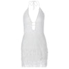 Articat 2024 Sommer Neue sexy Hollow Out Lace Up Hängende Damenkleid Temperament Vestido Kurzer Rock Slim Party Urlaub Strand