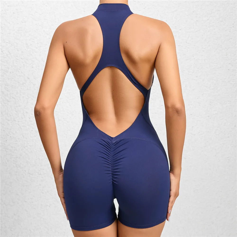 2025 Gepolstertes tiefes V-Damen-Trainingsanzug Yoga-Set Einteiliger Jumpsuit Workout Scrunch Legging Sport Fitness Studio Active Suit Trainingsbekleidung XP301