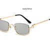 Halbrahmen Eckige Sonnenbrille für Damen Luxusmarke Kleine Metall Retro Rechteckige Schwarze Sonnenbrille Damen Mode Brille