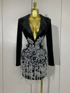 Stock Luxury Diamonds Tassel Sexy Hollow Out Black Mini Dress Woman Evening Celebrate Birthday Party Stage PhotoShoot Costume