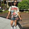 Y2K Hip Hop Denim Shorts Loose Fit Cotton Five-Quarter Length Printed Embroidered Low-Mid Waist Jeans Shorts for Men