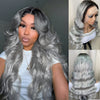 1B Grau Body Wave Transparent Lace Front Perücken Echthaar Vorgezupft 150 Dichte 1B Grau Echthaar 13×4 Front Perücken für Damen