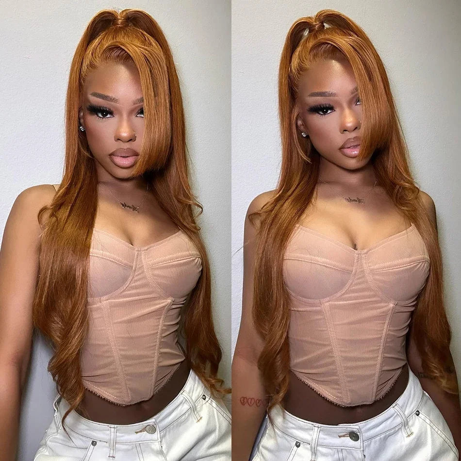 Orange Ginger Blonde Colored 13x6 HD Lace Front Wigs Human Hair 6x4 Glueless Ready To Wear Pre Cut Lace Frontal Human Hair Wigs