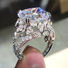 Huitan Creative Hollow Design Gorgeous Cubic Zirconia Rings for Women Rose Gold Color/Silver Color Wedding Party Trendy Jewelry
